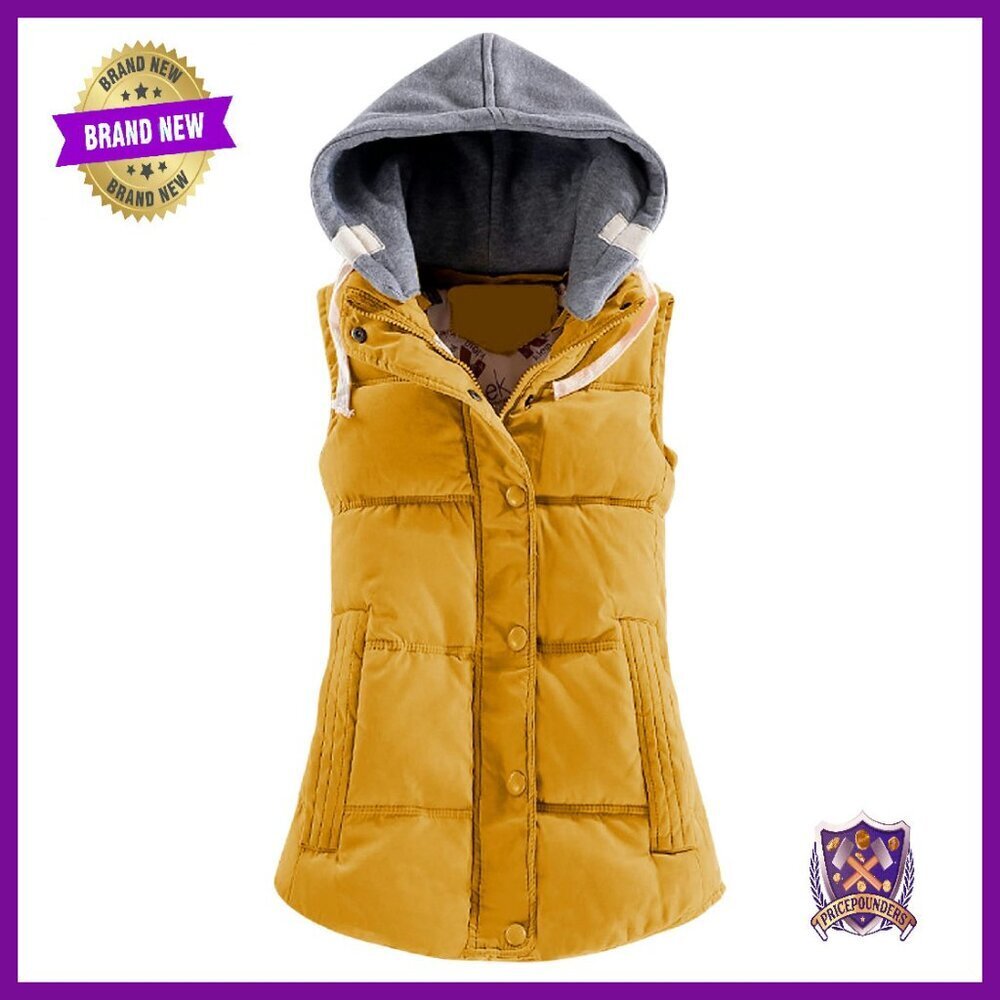 Slim Sleeveless Quilted Puffer Vest with Removable Hood